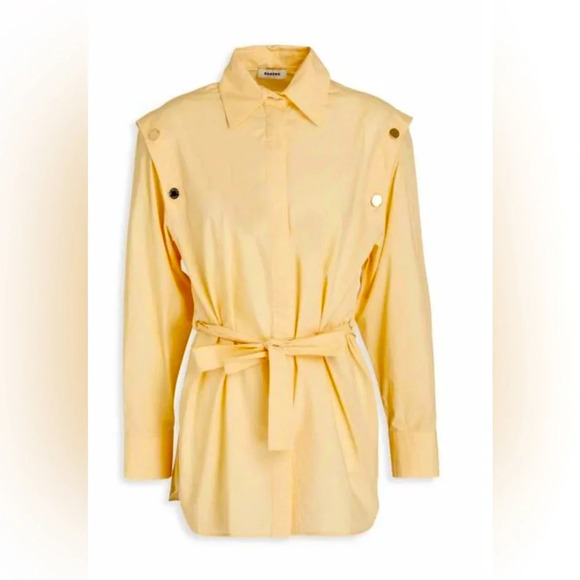 Sandro Women's Natural Snap-detailed Cotton-poplin yellow Shirt -size 4-6 US - Picture 2 of 12